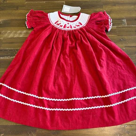 Lil Cactus Red Nativity Smocked Dress Ruffle Toddler 3T Holiday Christmas - Picture 1 of 5